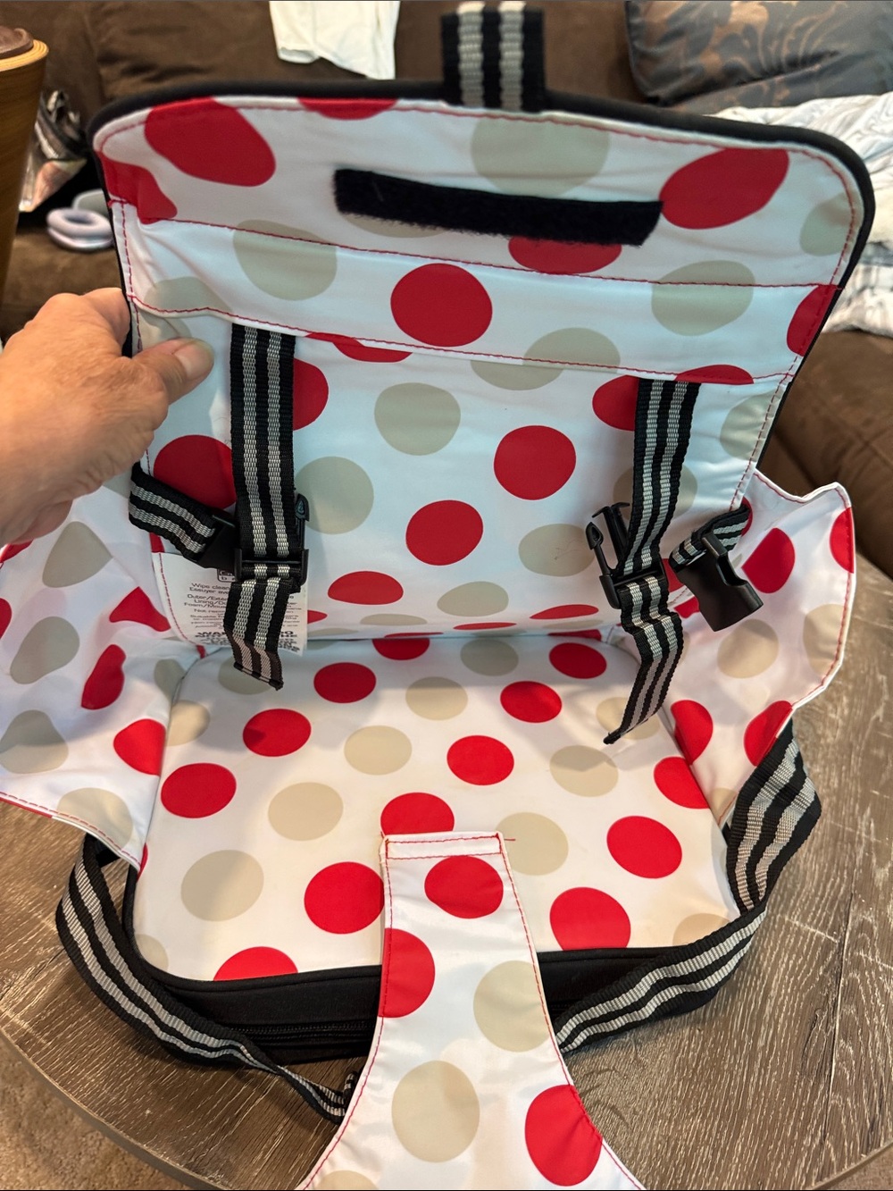 Polka Dot Baby Diaper Bag Backpack in Red and Cream